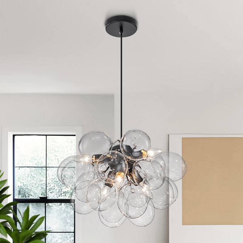 Starsky 6- Light 12in. Modern Glam Glass Bubble Chandelier with 19 Glass Bubbles