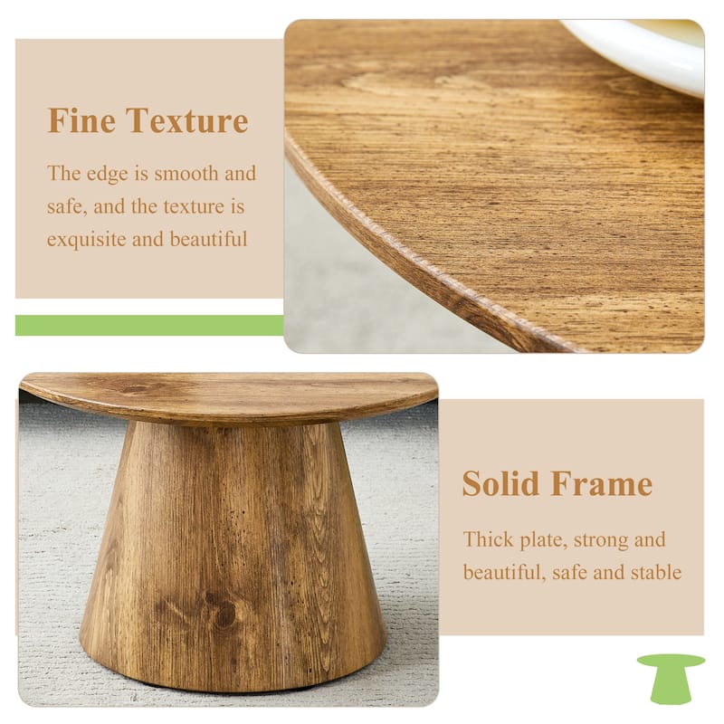 Natural Wood Grain MDF Round Coffee Table - 25.6" Diameter, 15.7" Height.Natural Wood Grain Texture Sticker