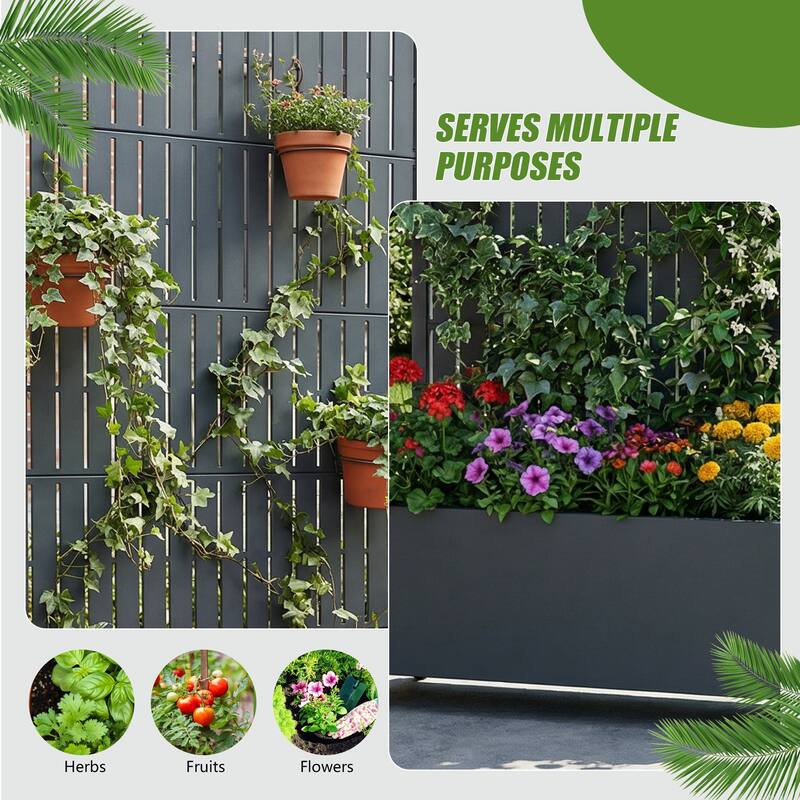 Raised Garden Bed Planter with Trellis Movable Planter Box with Lockable Wheels