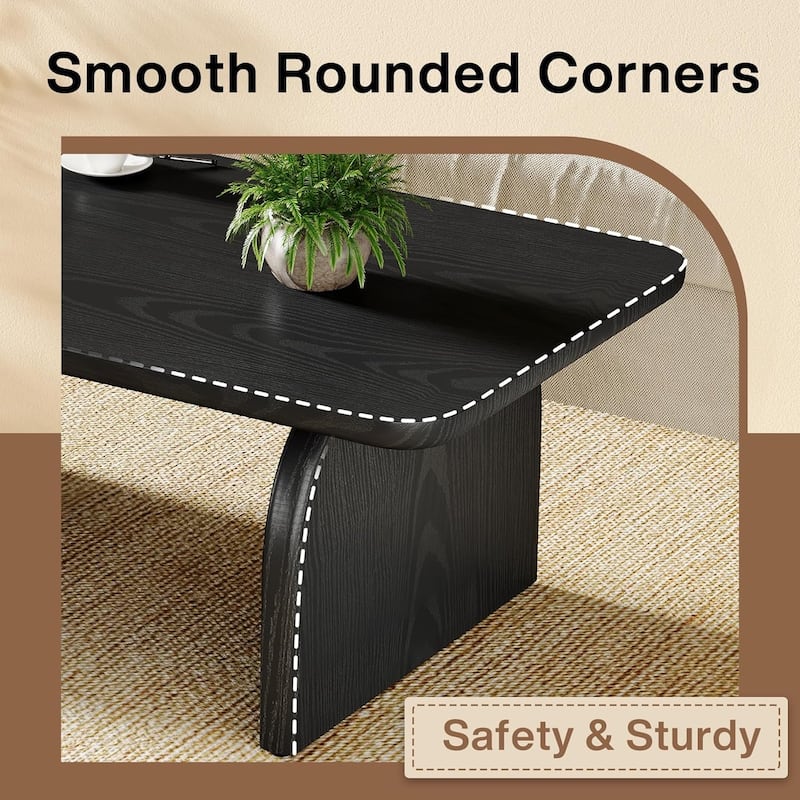 Rectangle Coffee Table, Farmhouse Accent Center Table Low Cocktail Tea Table with Sturdy Base
