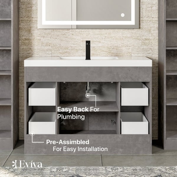 Lugano 48 in. W x 19 in. D x 36 in. H Double Bath Vanity in Cement Gray W/ White Acrylic Top and White Integrated Sinks