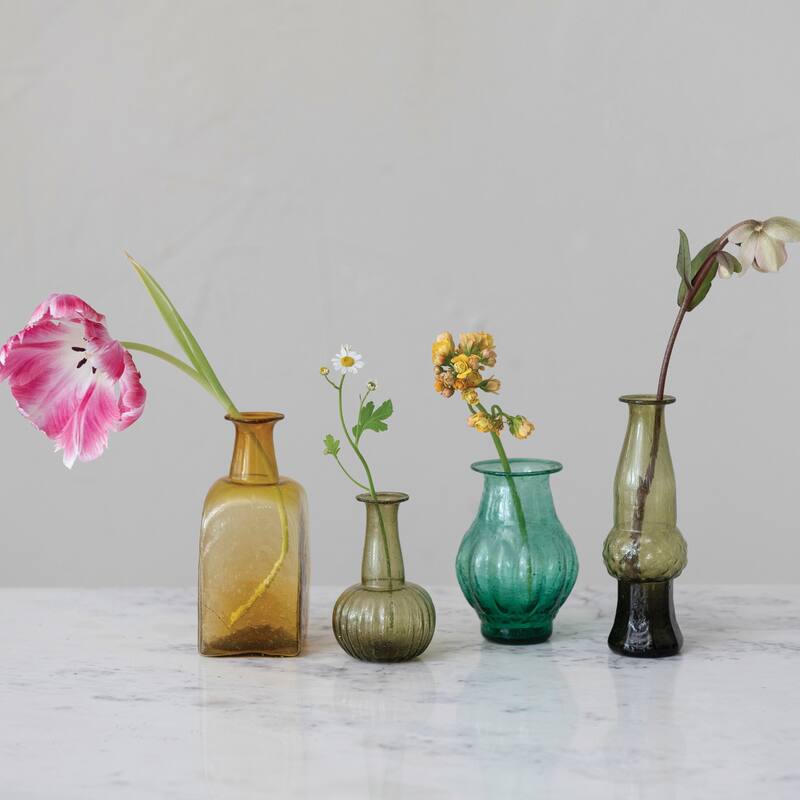 Hand Blown Glass Vases, Multicolor
