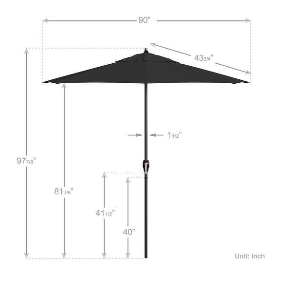 dimension image slide 7 of 20, North Bend 7.5 Crank Lift Auto Tilt Patio Umbrella with Outdoor Rated Olefin Fabric by Havenside Home