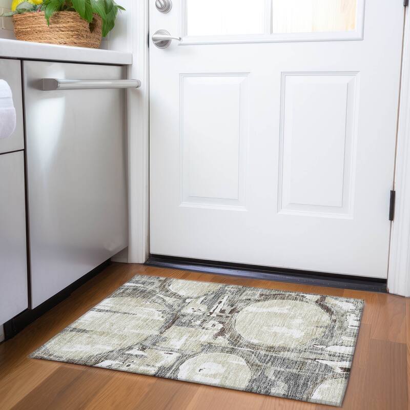 Machine Washable Indoor/ Outdoor Chantille Contemporary Abstract Rug