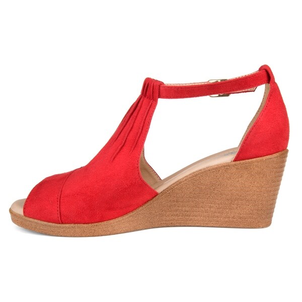 ladies red wedge shoes