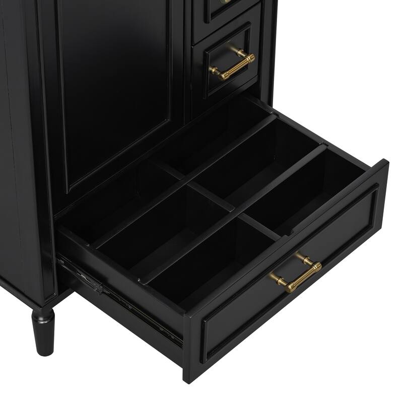 GDFStudio - Fernwell Transitional Freestanding Bathroom Vanity Cabinet with Ceramic Sink, Soft Close Drawers & Door Storage