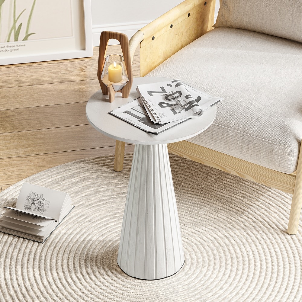 COZAYH Farmhouse Pedestal End Table, Round Martini Table Wood Plant Stand Rustic Small Drink Table for Living Room, Bedroom