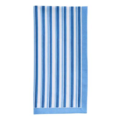 Patricia Heaton Home Blue Geo Printed Stripe Napkin Set of 4 - 18 x 18 x 0.1