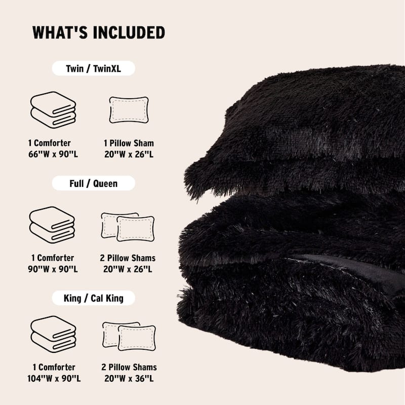 Intelligent Design Leena Shaggy Long Fur Comforter Mini Set