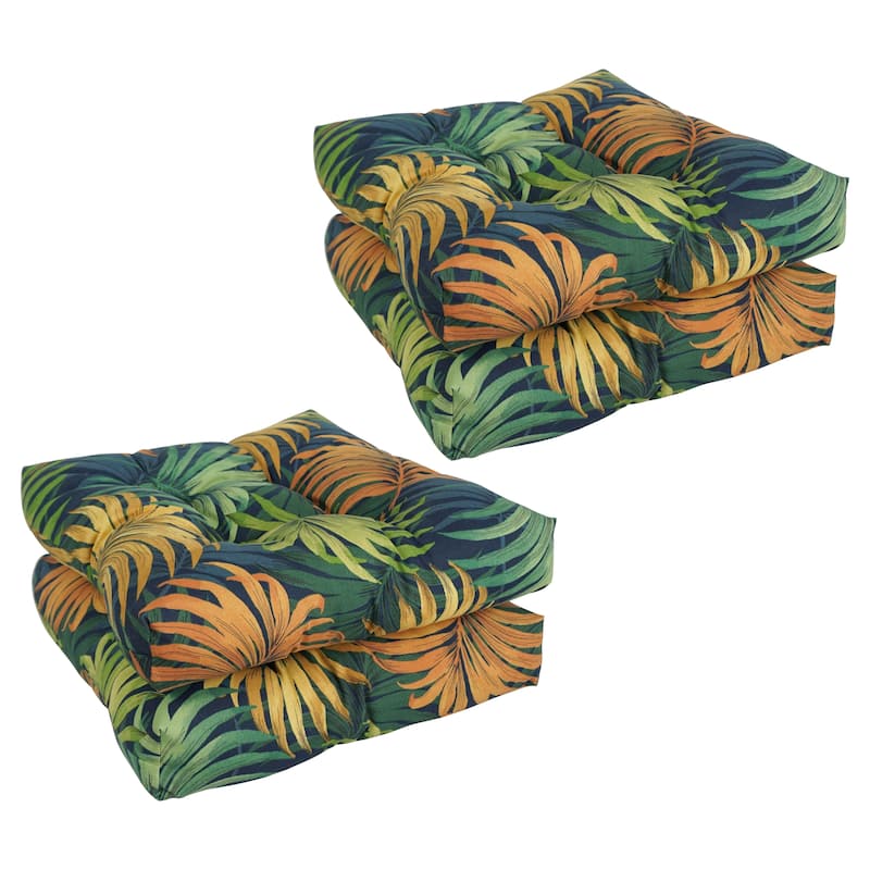 19-inch Square Tufted Indoor/Outdoor Chair Cushions (Set of 4) - 19" x 19" - Laperta Monsoon