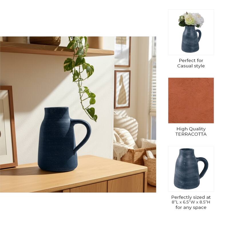Terracotta Pottery Vase with Handles Rustic Artisan Decorative Accent