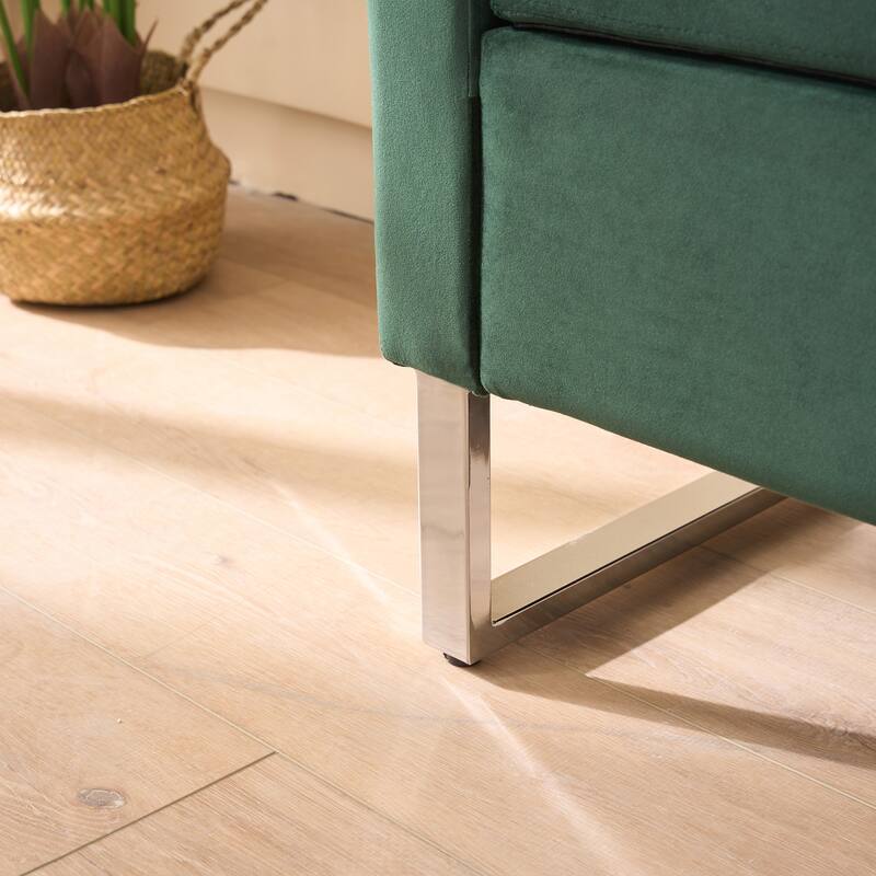 Storage Bench with Armrests, Velvet Upholstered End of Bed Bench, Entryway Bench with Hidden Storage Compartment