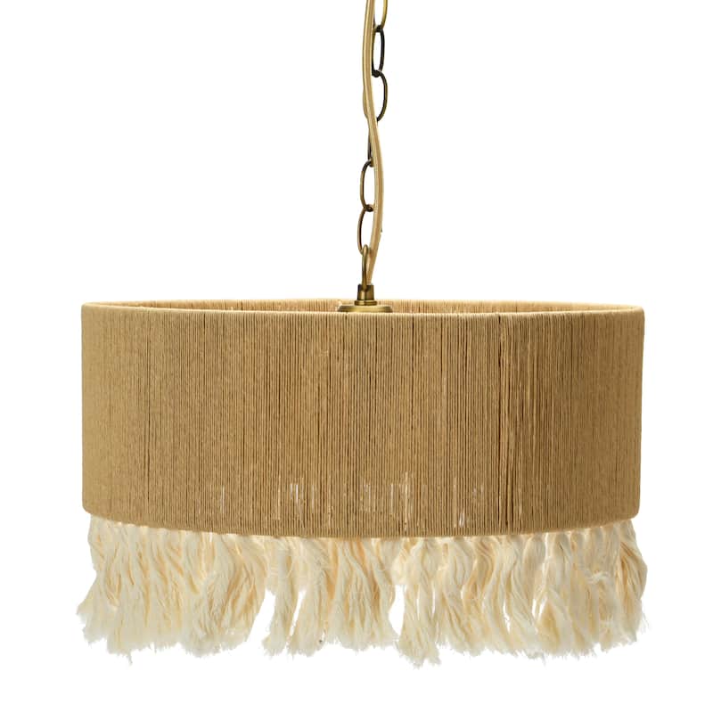 Metal & Natural Paper Rope Shade Pendant Lamp