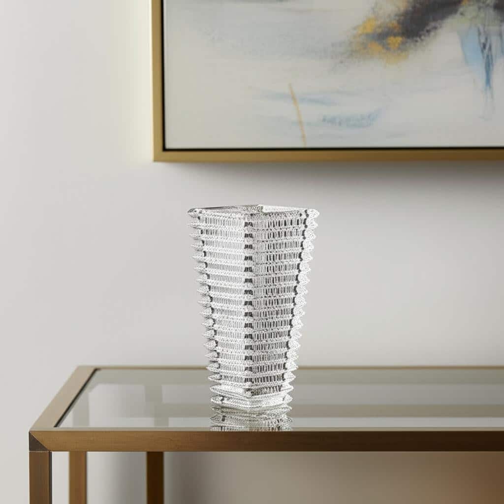 11" Clear Geometric Glass Table Vase - 6.50