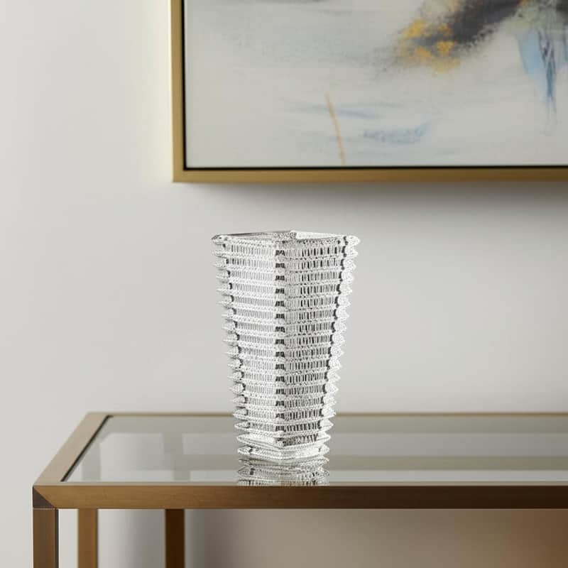 11" Clear Geometric Glass Table Vase - 6.50 - Clear - 6.50