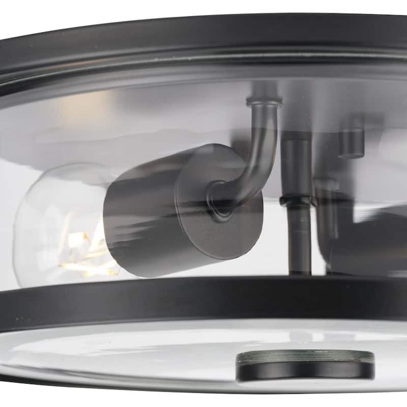 Gilliam Collection 12-5 8 in. Two-Light Matte Black New Traditional Flush Mount - 12.62 in x 12.62 in x 4.37 in
