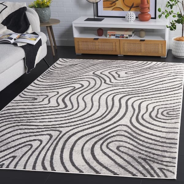 slide 2 of 9, SAFAVIEH Temple Luzia Contemporary Rug 4' x 6' - Ivory/Grey - Rectangle