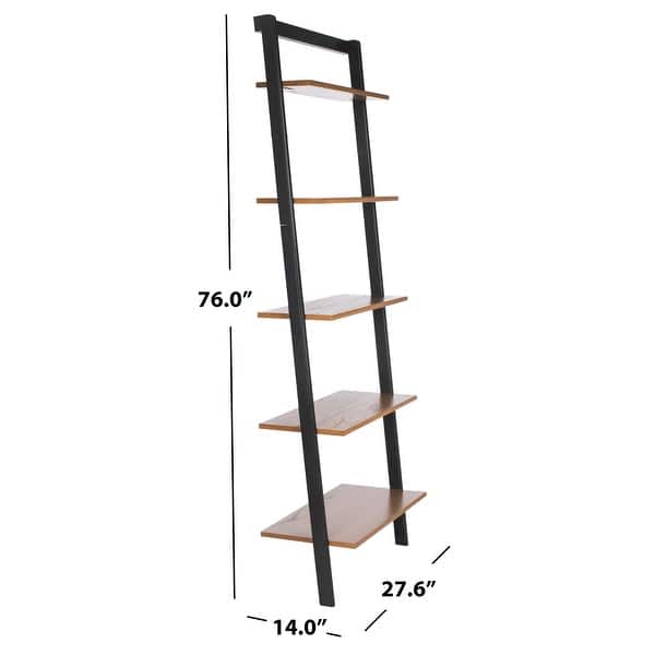 dimension image slide 3 of 4, SAFAVIEH Cullyn 5-Tier Leaning Etagere Bookcase - 27.6" W x 14" L x 76" H