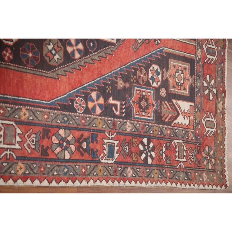 Hand Knotted Oriental 100% Wool Carpet Traditional Tribal Greys & Charcoal Hamedan Area Rug - 7' 1'' X 4' 2''