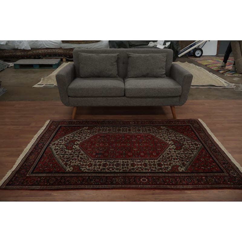 Hand Knotted Oriental 100% Wool Carpet Traditional Floral Beige & Ivories Sarouk (Farahan) Area Rug - 6' 5'' X 4' 2''