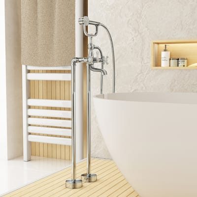 CASAINC 3-Handle Claw Foot Freestanding Tub Faucet with Handheld Shower