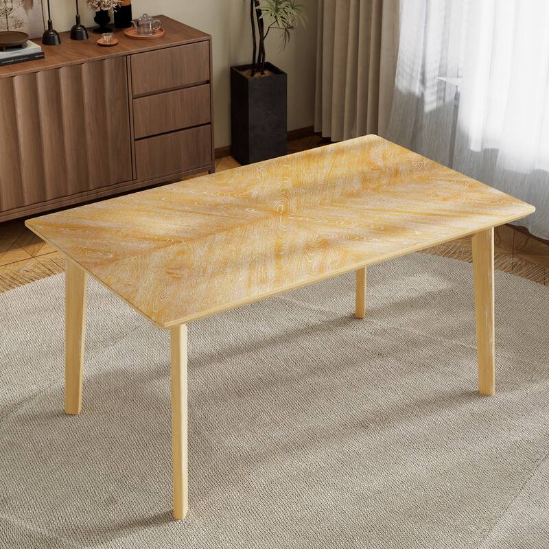 Retro 6-Person Dining Table, Minimalist Rectangular Kitchen Table