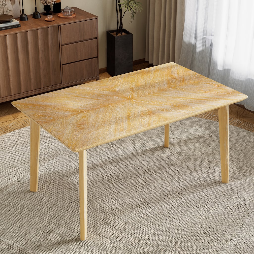 Retro 6-Person Dining Table, Minimalist Rectangular Kitchen Table