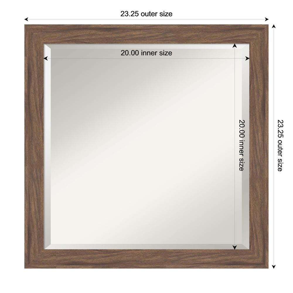 Pia Medium Brown Narrow Beveled Framed Bathroom Vanity Wall Mirror - Pia Medium Brown Narrow