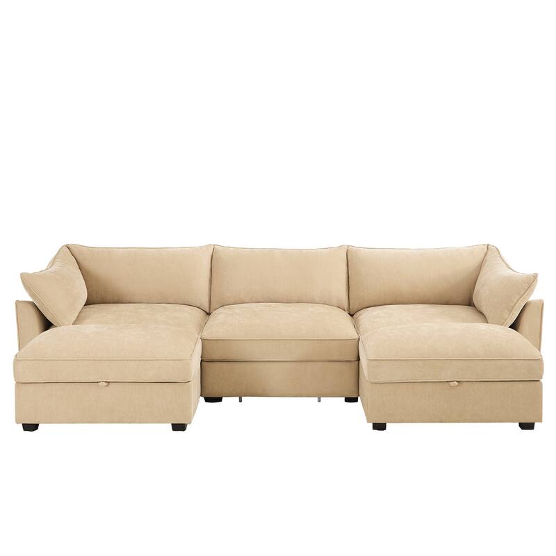 Oversized U Shape Modular Deep Seat Sofa Couch w/ Storage & 2 Ottomans