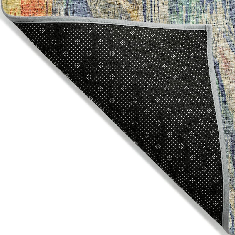 Machine Washable Indoor/ Outdoor Brushstrokes Modern Chantille Rug