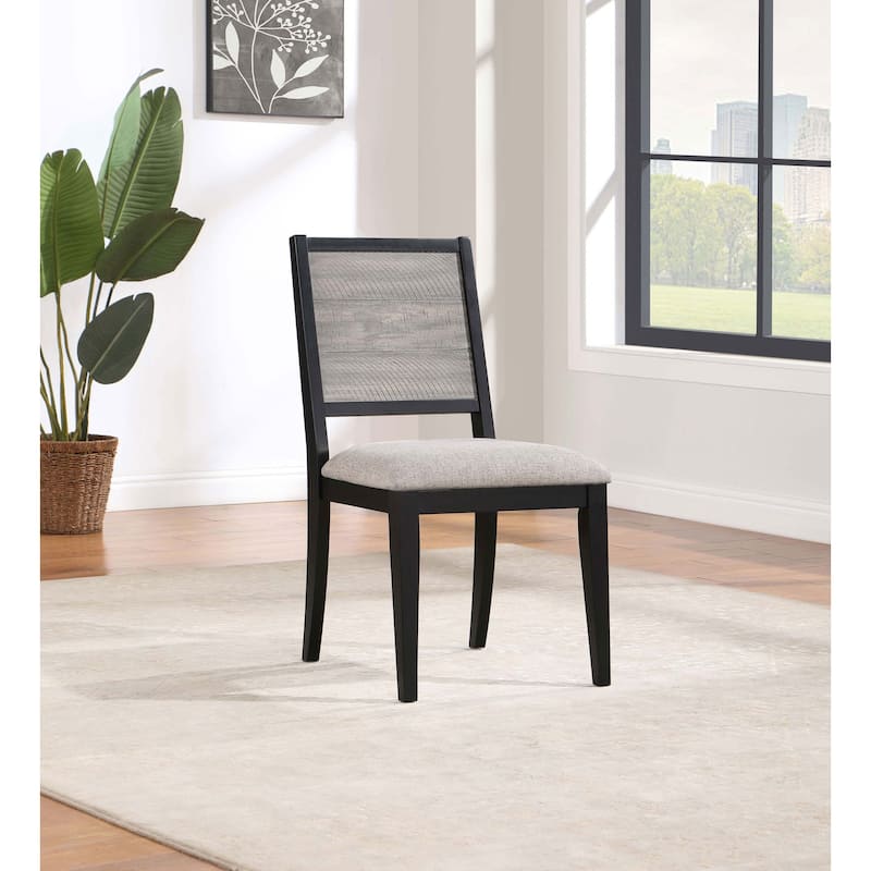 Elodie Grey and Black Wood Dining Side Chair (Set of 2) - Set of 2 - Black - Short