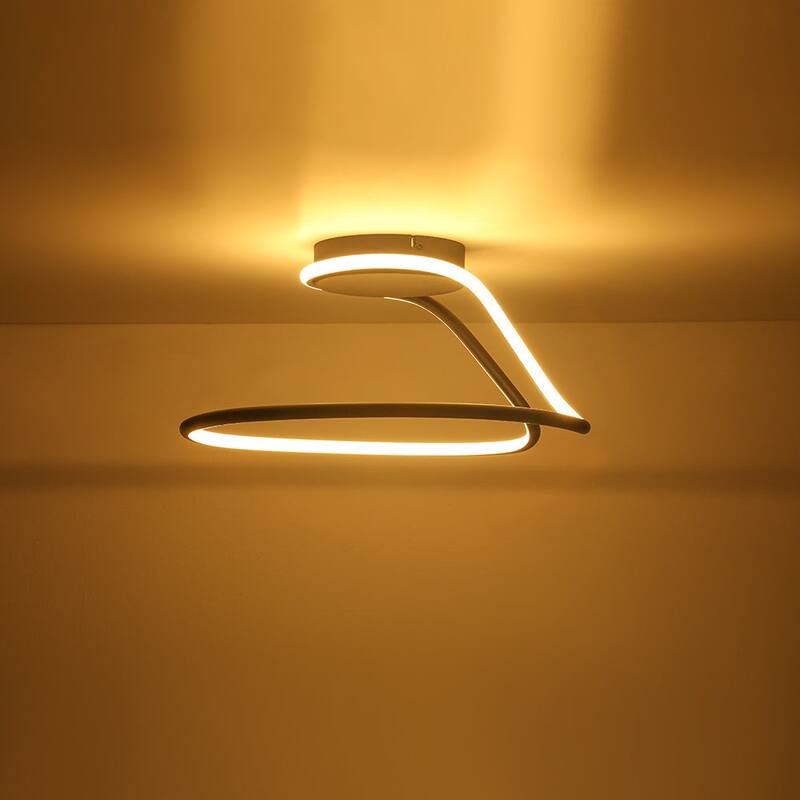 Modern Flow Line Dimmable LED Semi Flush Mount Light 16.9 in