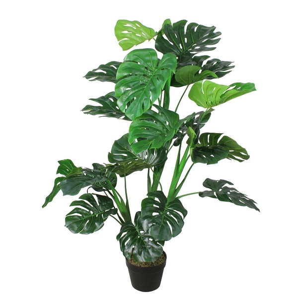 50" Potted Green and Black Artificial Monstera Plant - N/A