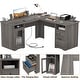 preview thumbnail 26 of 70, Modern Farmhouse L-Shape Desk with File Cabinet and Drawers, Homer Office Executive Desk with Charge Station