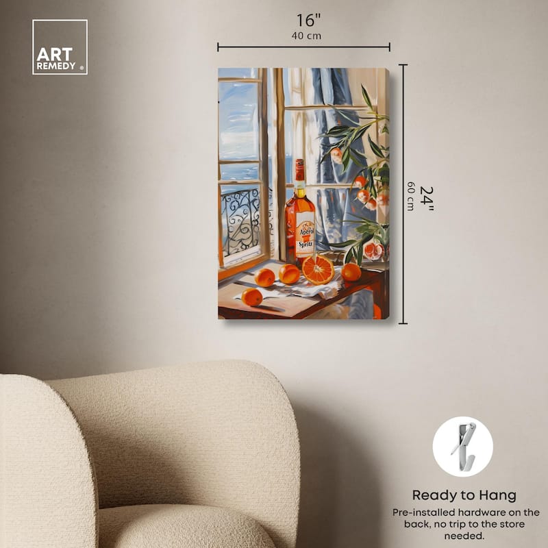 Orange Aperol by the Sea Canvas by Art Remedy, Gallery Wrapped