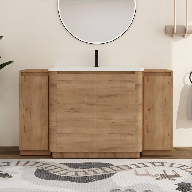 Malwee 36"/40"/48"/52"/60"/64"/84"/92" Bathroom Vanity with Sink, FreeStanding Bathroom Vanity with Door and Adjustable Shelf