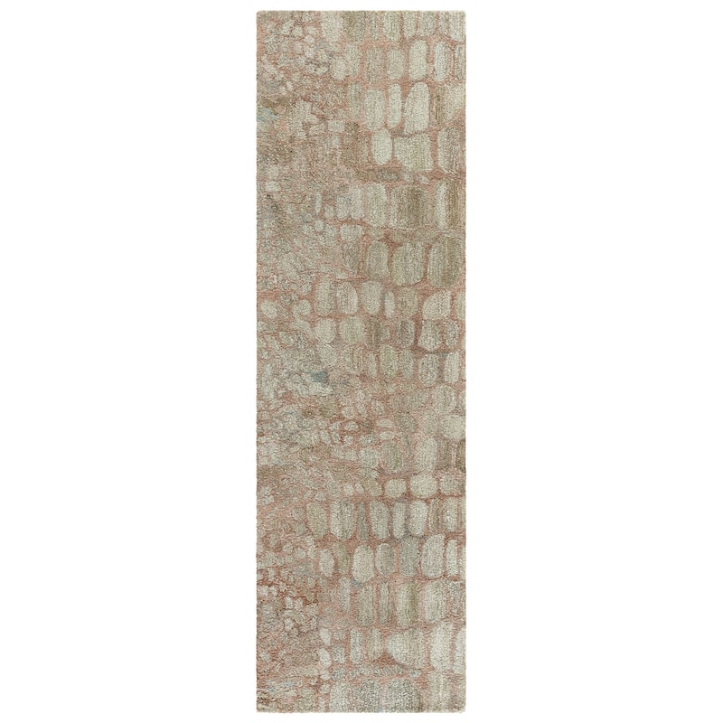 SAFAVIEH Handmade Abstract Lowri Modern Rug - 2'3" x 8' Runner - Light Green/Blush