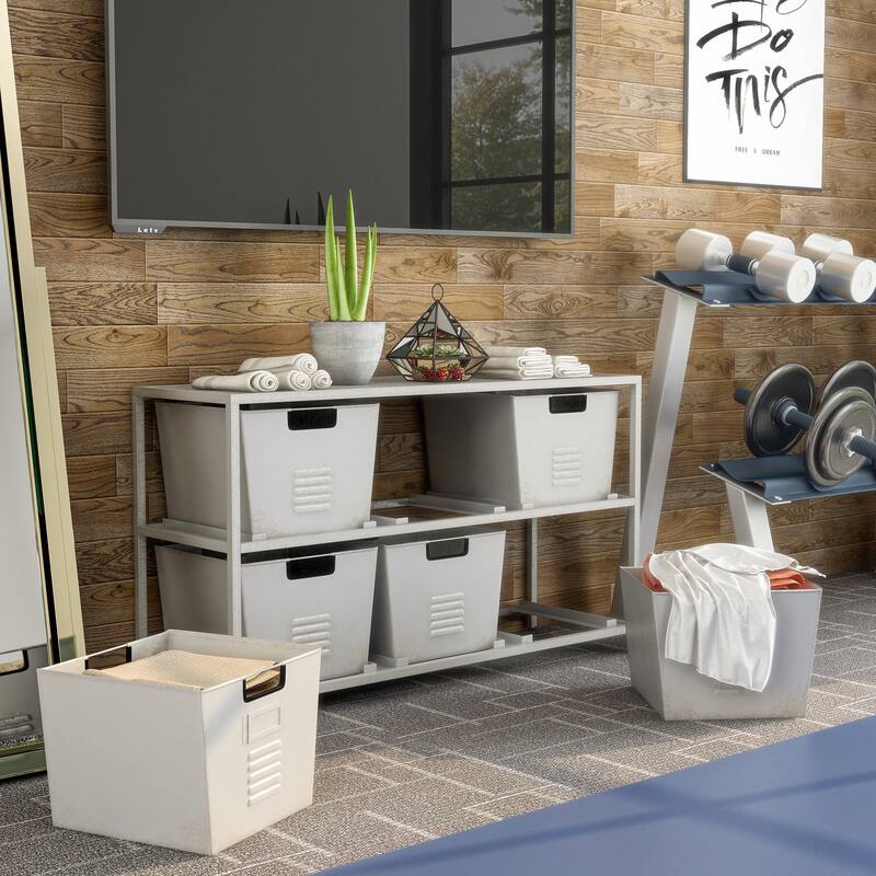 Copern Industrial 44-inch Metal 6-Bin Storage Shelf by Furniture of America