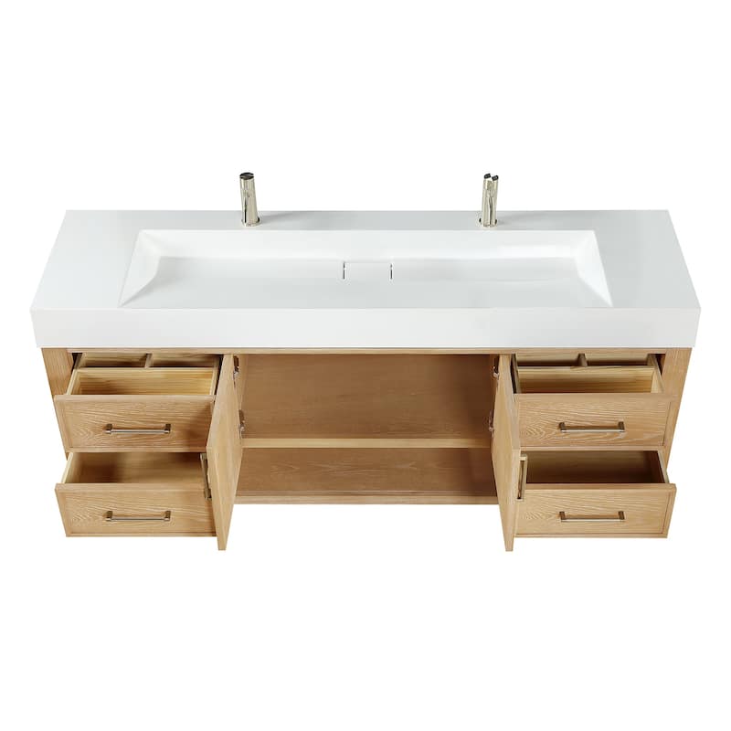 Vera Bath Vanity with Integrated Stone Sink Top and Mirror