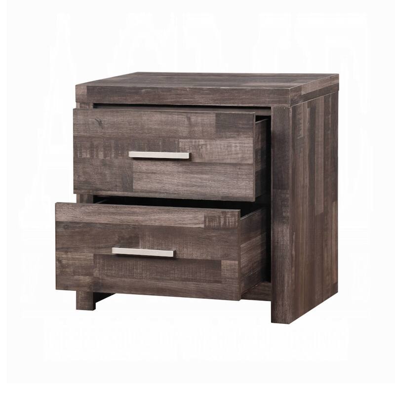 Dark Oak 2-Drawer Nightstand with Sled Base