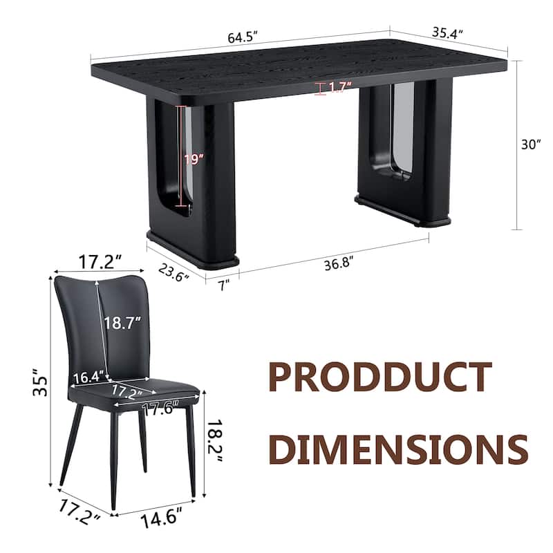 Dining Table Set for 4, Modern Dining Table and 4 Chairs Set, 5 Piece Kitchen Table and Chairs Set