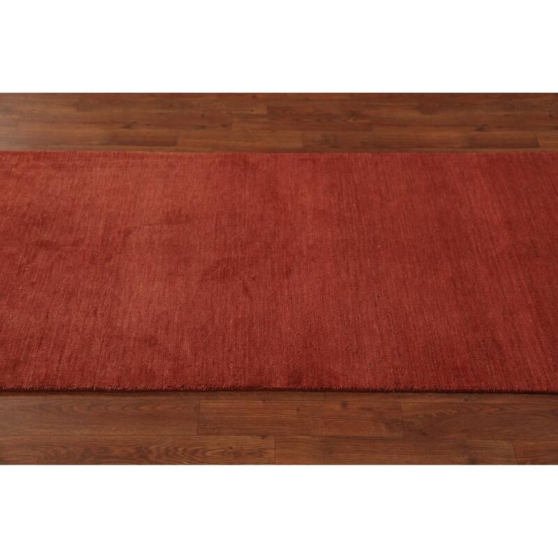 Modern Gabbeh Runner Rug Hand-Knotted Wool Carpet - 2'8" x 9'9"