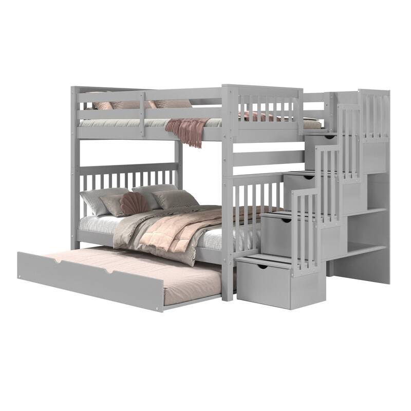 Taylor & Olive Trillium Full over Full Stairway Bunk Bed, Full Trundle