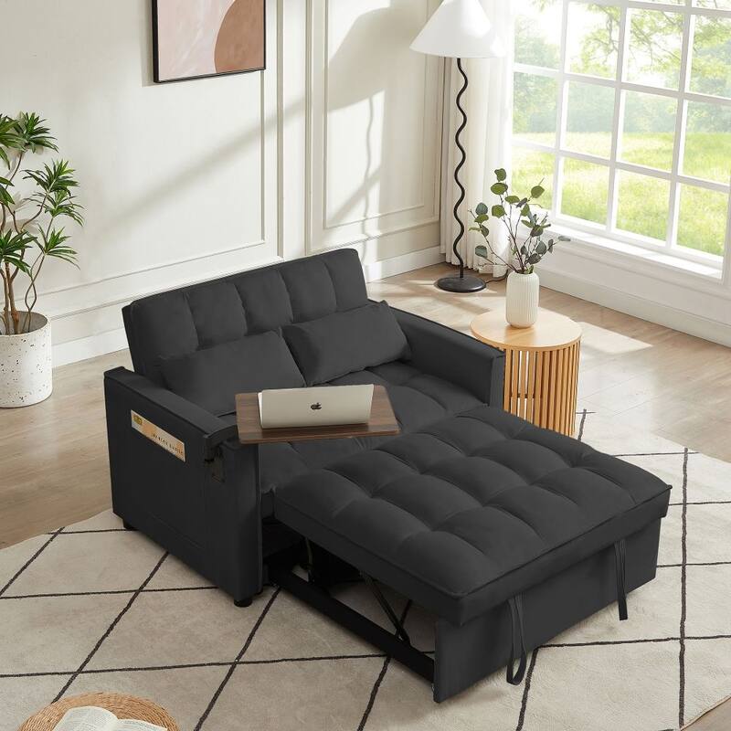 Velvet Loveseat Sofa Bed With 3 Adjustable Positions