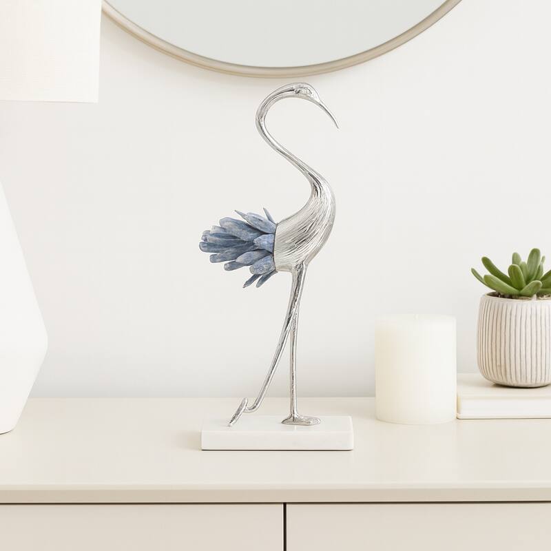 Metal Kyanite Decorative Object Bird Sculpture Handcrafted Accent