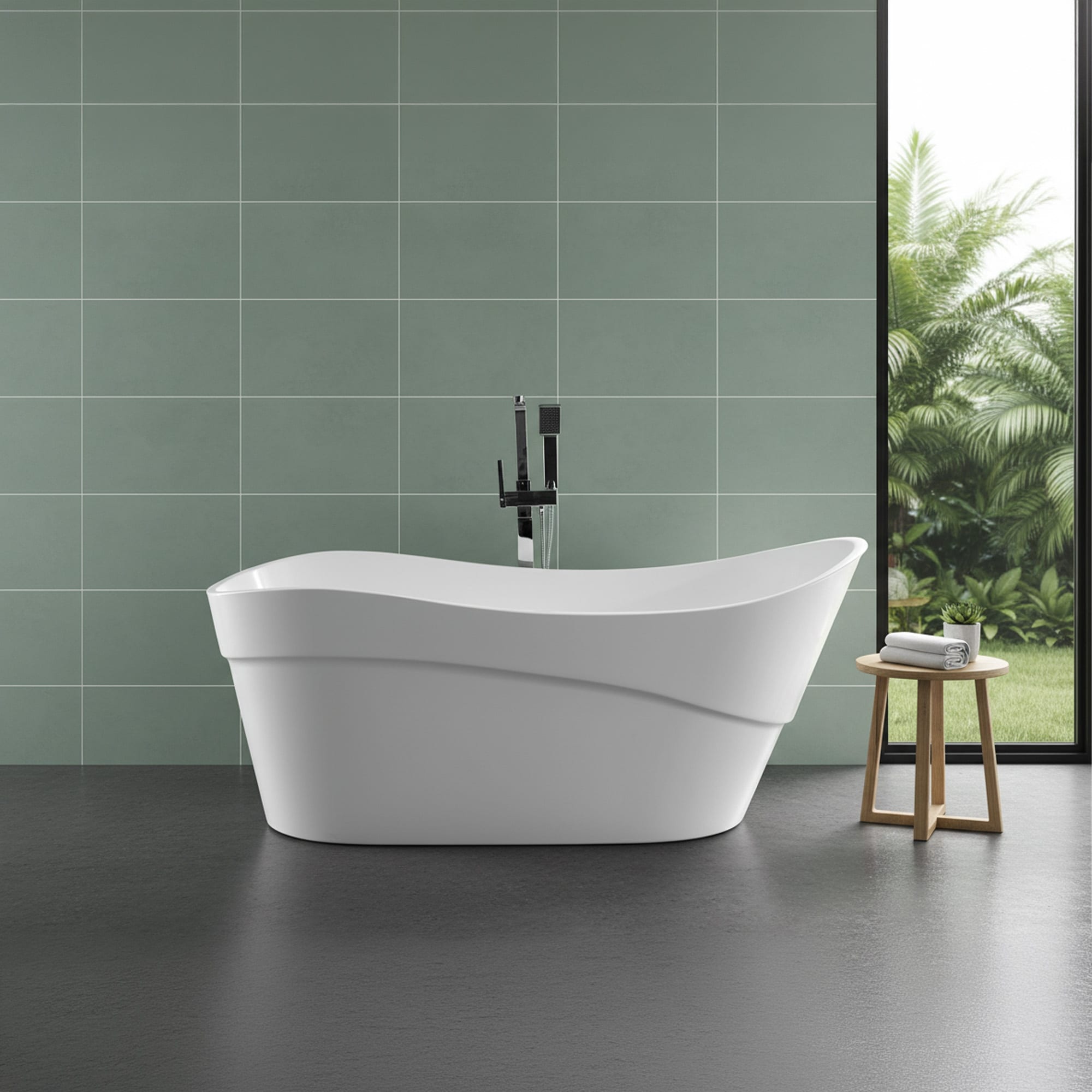 ANZZI Kahl Series 5.58 ft. Freestanding Bathtub in White