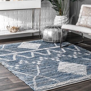 Nuloom Boho Handwoven Cotton Transitional Geo Striped Area Rug