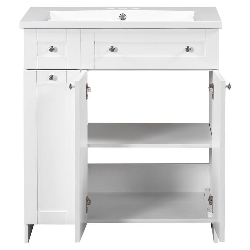 Single Sink 30" Bathroom Vanity with Combo Cabinet and Storage