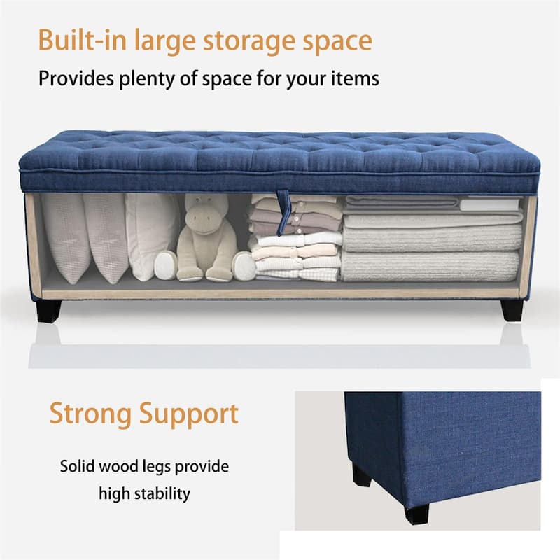 Extra Long Storage Ottoman Entryway Bench with Flip Top Storage Chest