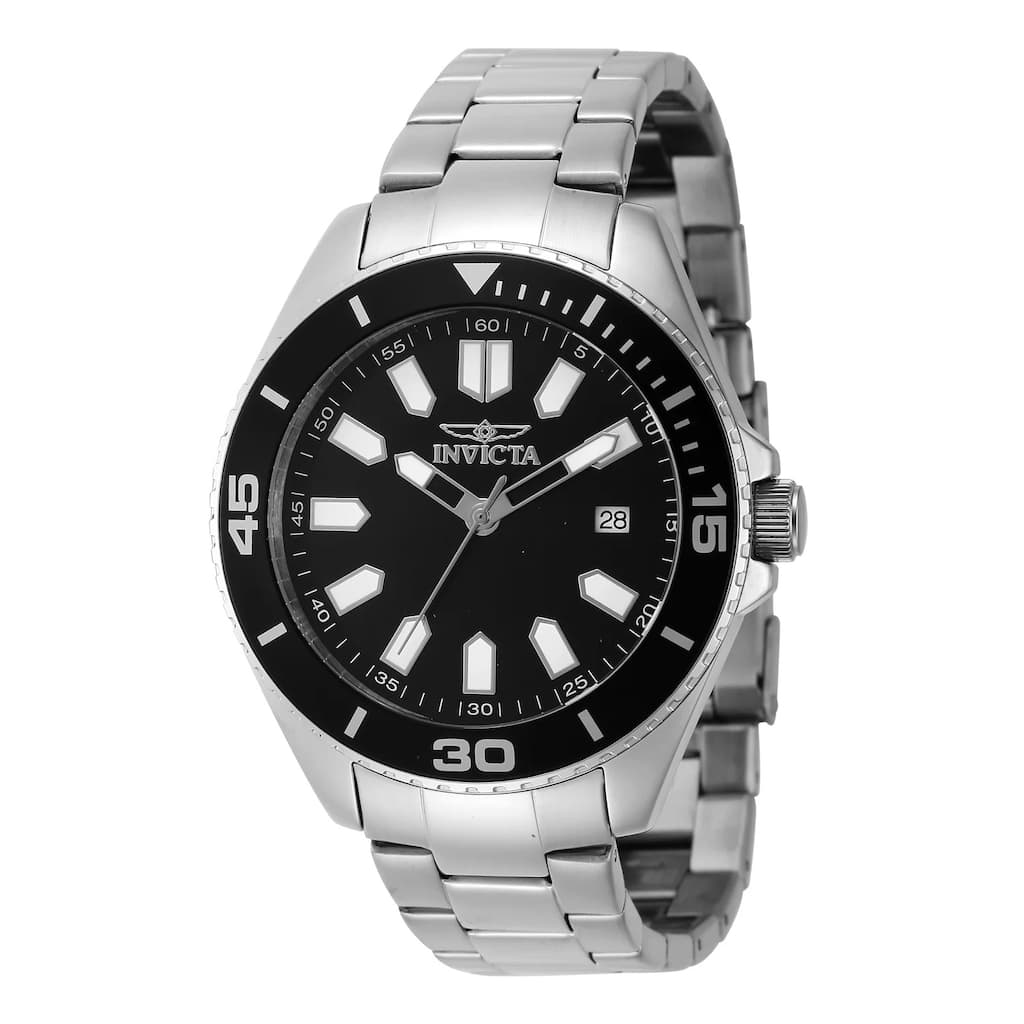 Invicta Men's 46316 Pro Diver Quartz 3 Hand Black Dial Watch